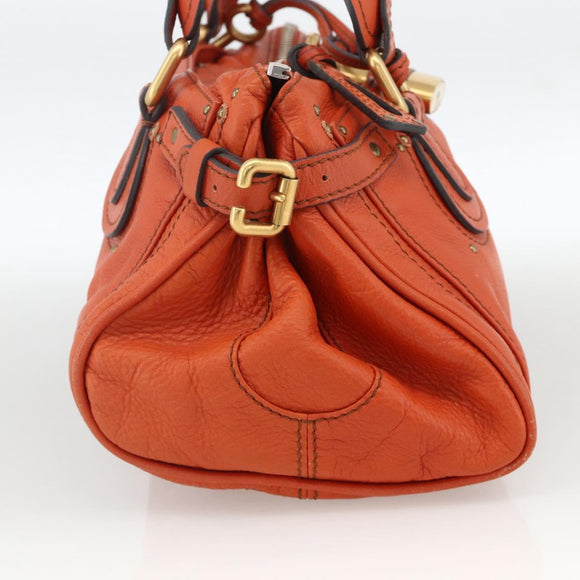 Chloe Paddington Hand Bag Leather Orange Gold Silver Auth YKZ1580SAM