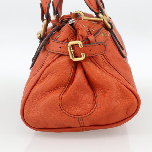 Chloe Paddington Hand Bag Leather Orange Gold Silver Auth YKZ1580SAM