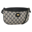 GUCCI GG Supreme Shoulder Bag PVC Navy Gold Auth YKZ1592-1