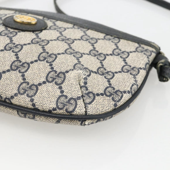 GUCCI GG Supreme Shoulder Bag PVC Navy Gold Auth YKZ1592