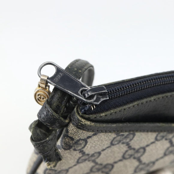 GUCCI GG Supreme Shoulder Bag PVC Navy Gold Auth YKZ1592