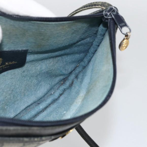 GUCCI GG Supreme Shoulder Bag PVC Navy Gold Auth YKZ1592