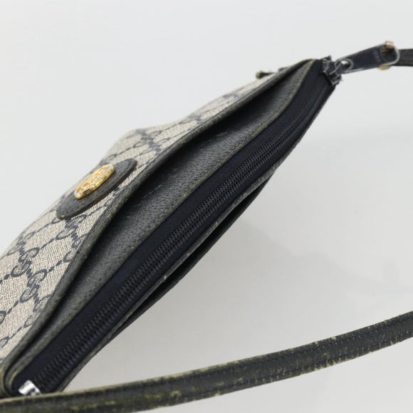 GUCCI GG Supreme Shoulder Bag PVC Navy Gold Auth YKZ1592