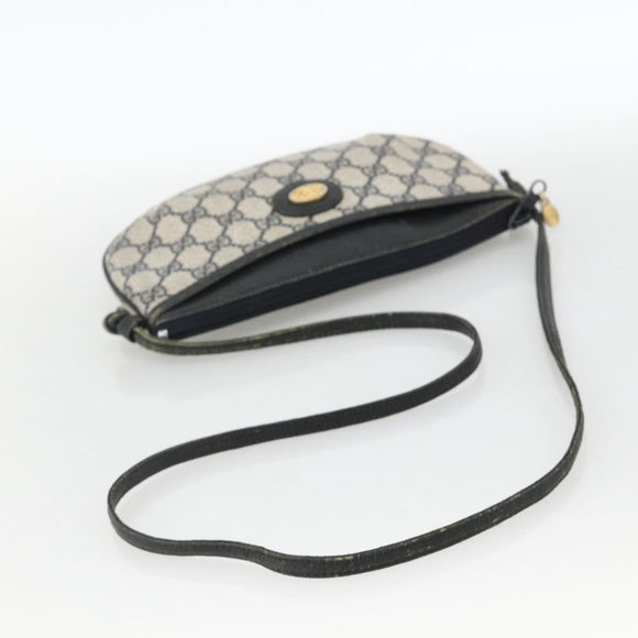 GUCCI GG Supreme Shoulder Bag PVC Navy Gold Auth YKZ1592