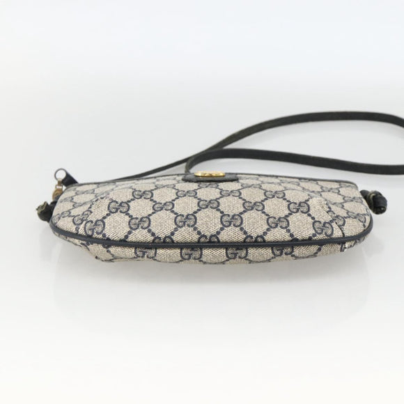 GUCCI GG Supreme Shoulder Bag PVC Navy Gold Auth YKZ1592