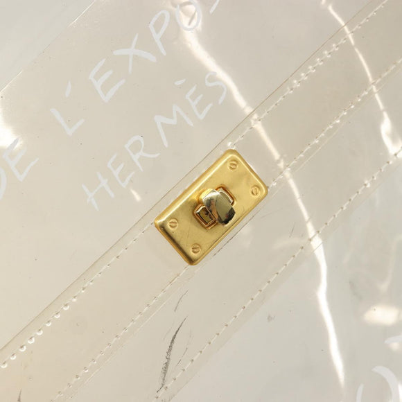 HERMES Vinyl Kelly Hand Bag Vinyl Clear Auth YKZ1593