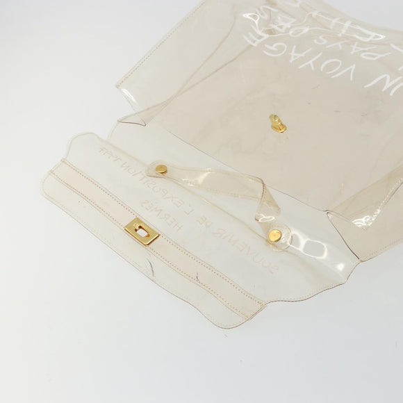 HERMES Vinyl Kelly Hand Bag Vinyl Clear Auth YKZ1593