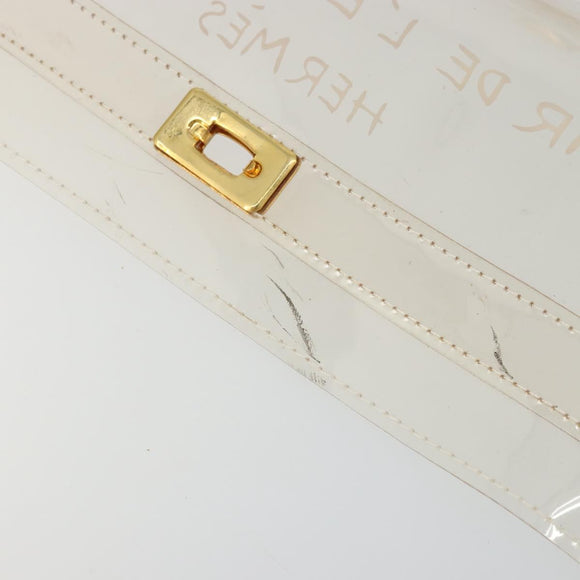 HERMES Vinyl Kelly Hand Bag Vinyl Clear Auth YKZ1593
