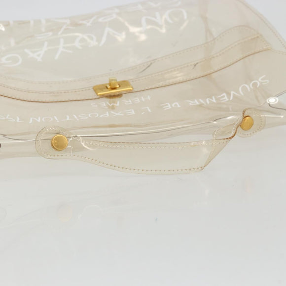 HERMES Vinyl Kelly Hand Bag Vinyl Clear Auth YKZ1593