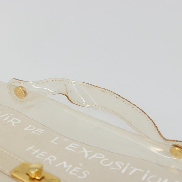 HERMES Vinyl Kelly Hand Bag Vinyl Clear Auth YKZ1593