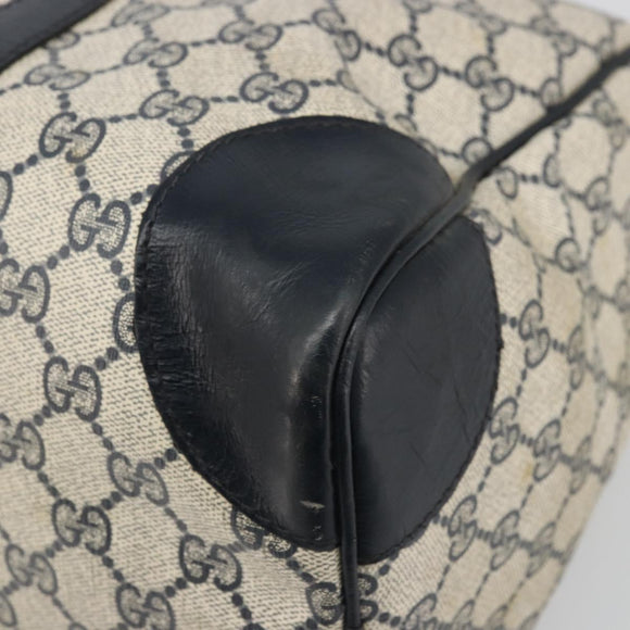 GUCCI GG Supreme Sherry Line Boston Bag PVC Navy Gold Red Auth YKZ1594