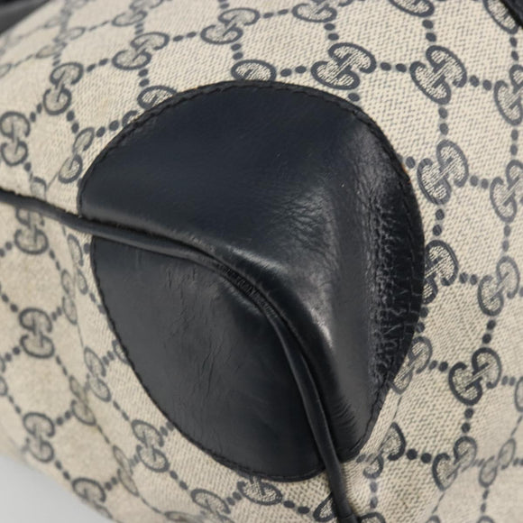 GUCCI GG Supreme Sherry Line Boston Bag PVC Navy Gold Red Auth YKZ1594