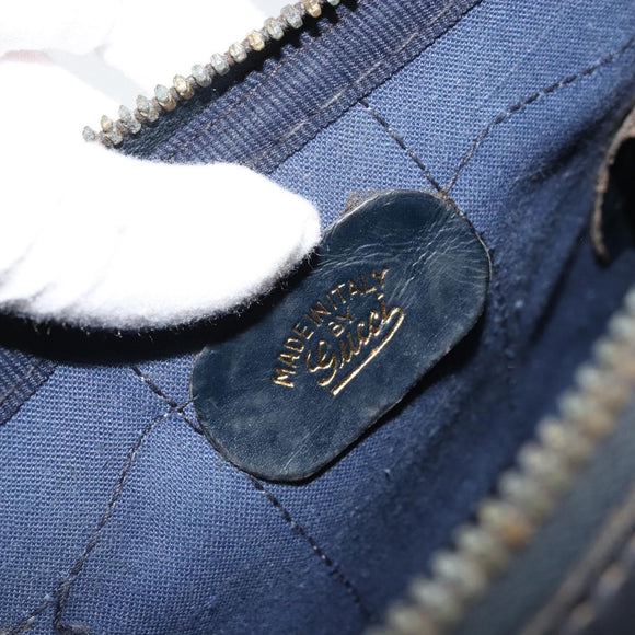 GUCCI GG Supreme Sherry Line Boston Bag PVC Navy Gold Red Auth YKZ1594