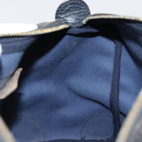 GUCCI GG Supreme Sherry Line Boston Bag PVC Navy Gold Red Auth YKZ1594