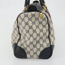 GUCCI GG Supreme Sherry Line Boston Bag PVC Navy Gold Red Auth YKZ1594-4