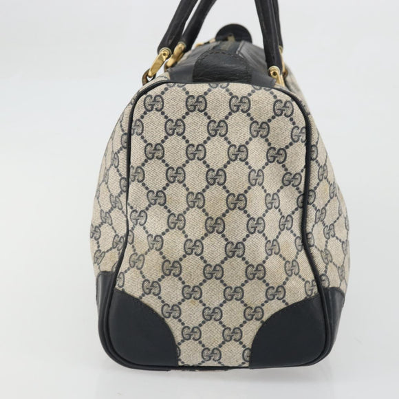 GUCCI GG Supreme Sherry Line Boston Bag PVC Navy Gold Red Auth YKZ1594