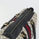 GUCCI GG Supreme Sherry Line Boston Bag PVC Navy Gold Red Auth YKZ1594-6