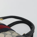 GUCCI GG Supreme Sherry Line Boston Bag PVC Navy Gold Red Auth YKZ1594-8