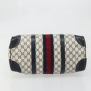 GUCCI GG Supreme Sherry Line Boston Bag PVC Navy Gold Red Auth YKZ1594-9