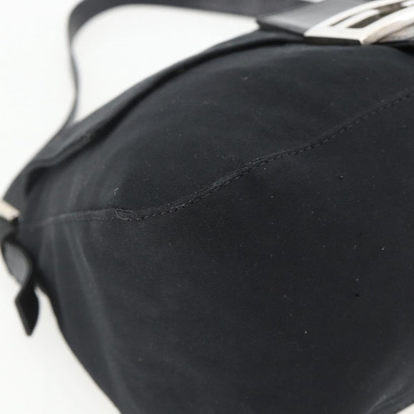 FENDI Mamma Baguette Shoulder Bag Nylon Black Silver Auth YKZ1595A