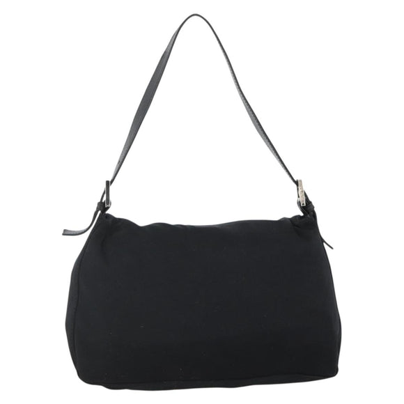 FENDI Mamma Baguette Shoulder Bag Nylon Black Silver Auth YKZ1595A