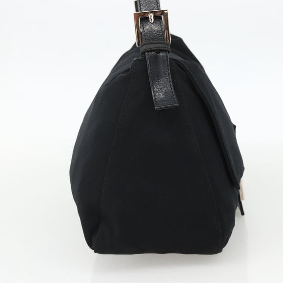 FENDI Mamma Baguette Shoulder Bag Nylon Black Silver Auth YKZ1595A