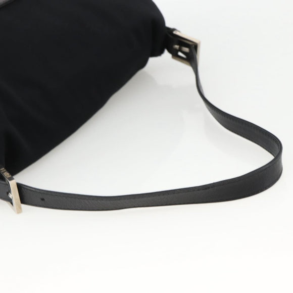 FENDI Mamma Baguette Shoulder Bag Nylon Black Silver Auth YKZ1595A