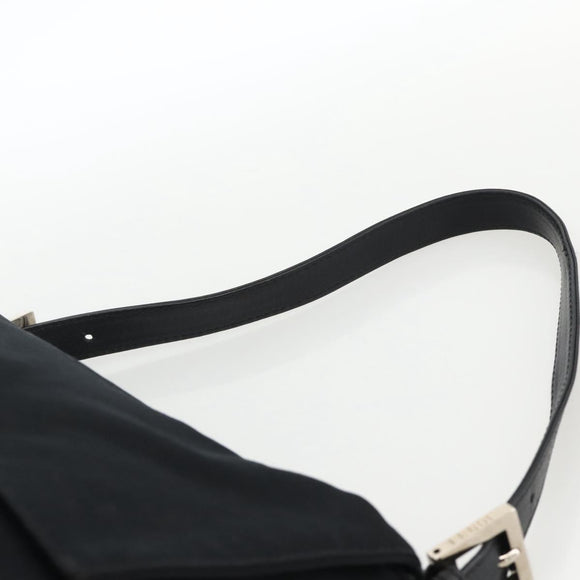 FENDI Mamma Baguette Shoulder Bag Nylon Black Silver Auth YKZ1595A
