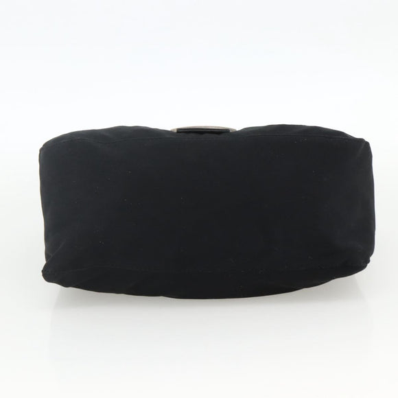 FENDI Mamma Baguette Shoulder Bag Nylon Black Silver Auth YKZ1595A