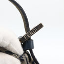 FENDI Zucchino Canvas Mamma Baguette Shoulder Bag Navy Silver Auth YKZ1598-10