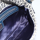 FENDI Zucchino Canvas Mamma Baguette Shoulder Bag Navy Silver Auth YKZ1598-18