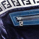 FENDI Zucchino Canvas Mamma Baguette Shoulder Bag Navy Silver Auth YKZ1598-20