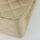 CHANEL Double Flap Double Chain Matelasse 25 Bag Satin Beige CC Auth YKZ1601SAV-10