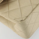 CHANEL Double Flap Double Chain Matelasse 25 Bag Satin Beige CC Auth YKZ1601SAV-11