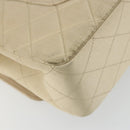 CHANEL Double Flap Double Chain Matelasse 25 Bag Satin Beige CC Auth YKZ1601SAV-13