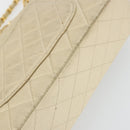 CHANEL Double Flap Double Chain Matelasse 25 Bag Satin Beige CC Auth YKZ1601SAV-14