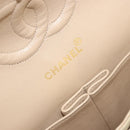CHANEL Double Flap Double Chain Matelasse 25 Bag Satin Beige CC Auth YKZ1601SAV-20