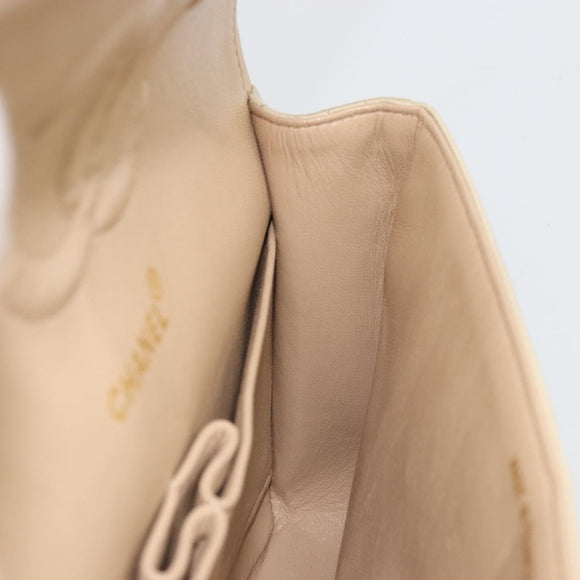 CHANEL Double Flap Double Chain Matelasse 25 Bag Satin Beige CC Auth YKZ1601SAV