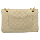 CHANEL Double Flap Double Chain Matelasse 25 Bag Satin Beige CC Auth YKZ1601SAV-3
