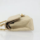 CHANEL Double Flap Double Chain Matelasse 25 Tasche Satin Beige CC Auth YKZ1601SAV-4