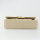 CHANEL Double Flap Double Chain Matelasse 25 Tasche Satin Beige CC Auth YKZ1601SAV-5