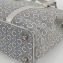 CELINE C Macadam Canvas Hand Bag Light Blue Silver Auth YKZ1602-9
