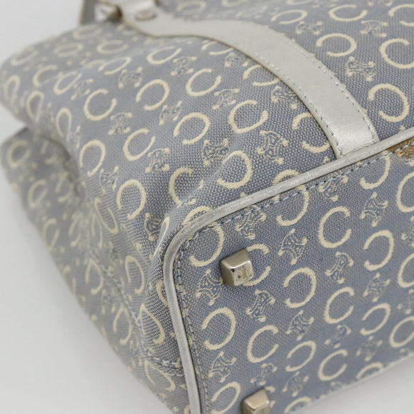 CELINE C Macadam Canvas Hand Bag Light Blue Silver Auth YKZ1602