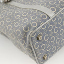 CELINE C Macadam Canvas Hand Bag Light Blue Silver Auth YKZ1602-16