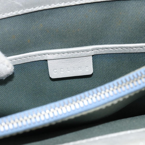 CELINE C Macadam Canvas Hand Bag Light Blue Silver Auth YKZ1602