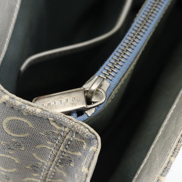 CELINE C Macadam Canvas Hand Bag Light Blue Silver Auth YKZ1602