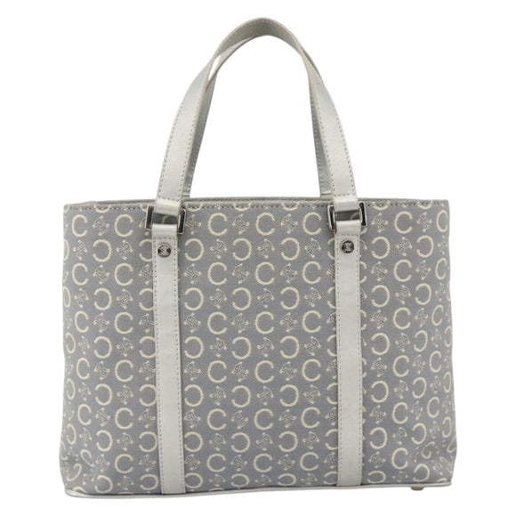 CELINE C Macadam Canvas Hand Bag Light Blue Silver Auth YKZ1602