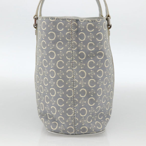 CELINE C Macadam Canvas Hand Bag Light Blue Silver Auth YKZ1602