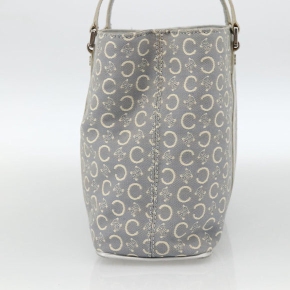 CELINE C Macadam Canvas Hand Bag Light Blue Silver Auth YKZ1602