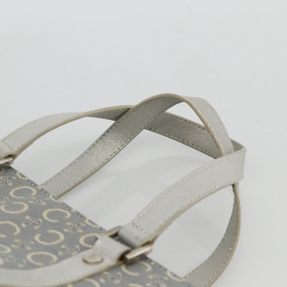 CELINE C Macadam Canvas Hand Bag Light Blue Silver Auth YKZ1602